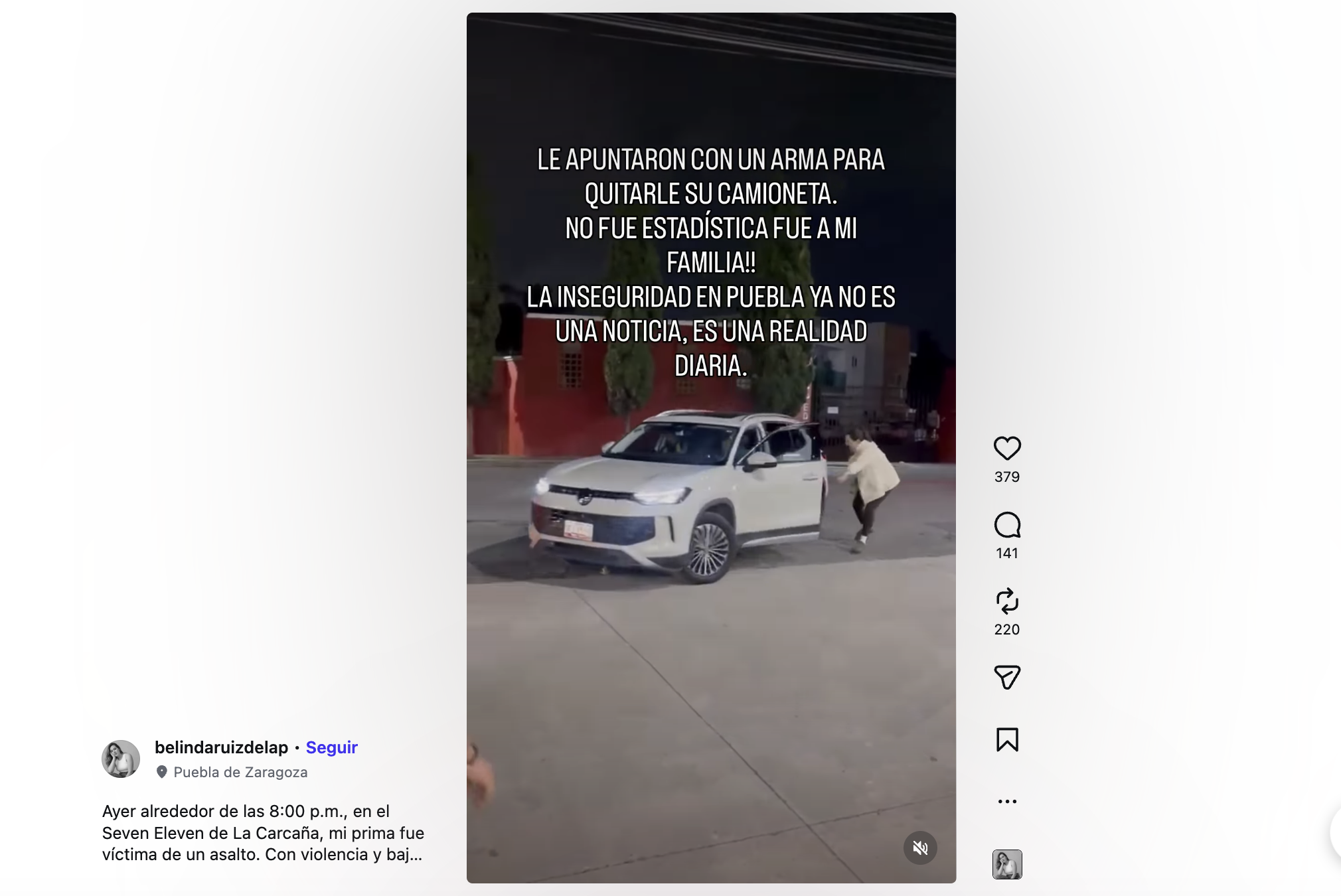 Inseguridad en San Pedro Cholula: familia poblana sufre robo a punta de pistola en plena vía pública