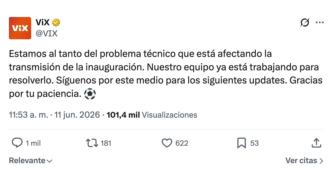 Caos digital en Puebla: VIX falla en la inauguración del Mundial 2026 y usuarios pierden minutos clave